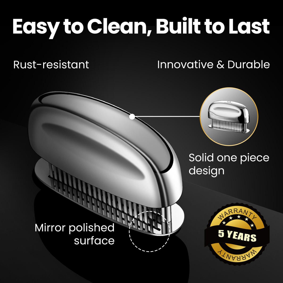 FLEISCHZARTMACHER Pro,Fleischzartmacher Meat Tenderizer Pro, Edelstahl, mit scharfen Nadelklingen - Edelstahlfarben, Metall (4.5cm) - Gourmet Easy