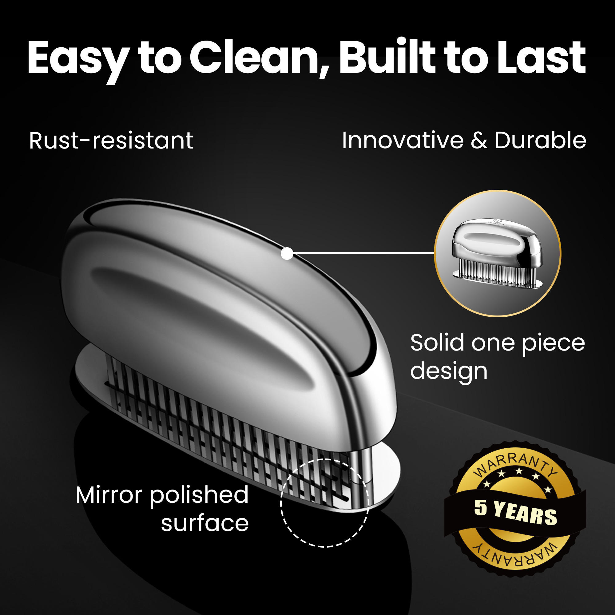 Thumbnail - Gourmet Easy Fleischzartmacher, Edelstahl, Metall, 4.5 cm, Kochen, Küchenhelfer, Fleischklopfer