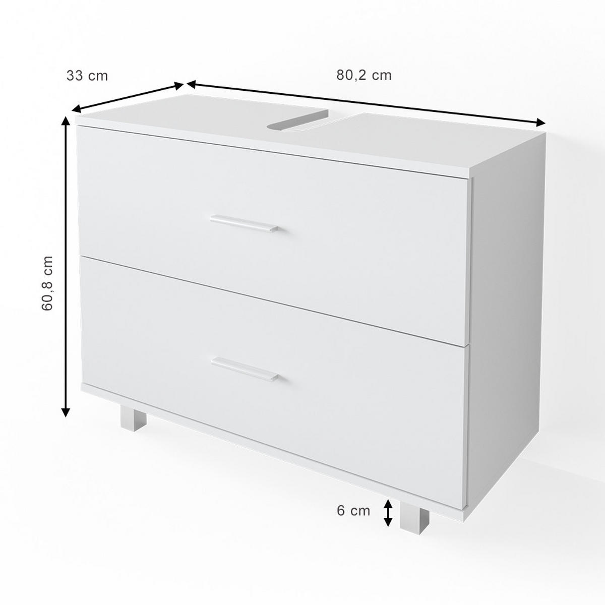 WASCHBECKENUNTERSCHRANK Ilias Weiß 80 x 60.8 cm - Weiß, Holzwerkstoff (80/60.8/33cm) - Vicco