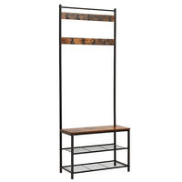 GARDEROBENSTÄNDER Rustikal Braun 70x32 cm HSR41BX Mit Sitzfläche - Schwarz, Metall (70/175/32cm) - Edanti