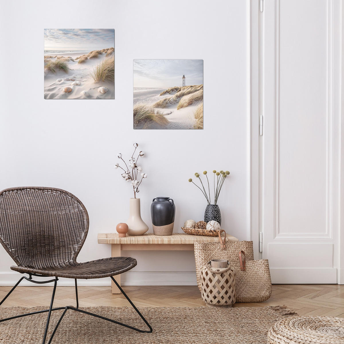 GLASBILD 30×30 cm Strand - Beige, Glas (30/30cm) - artissimo