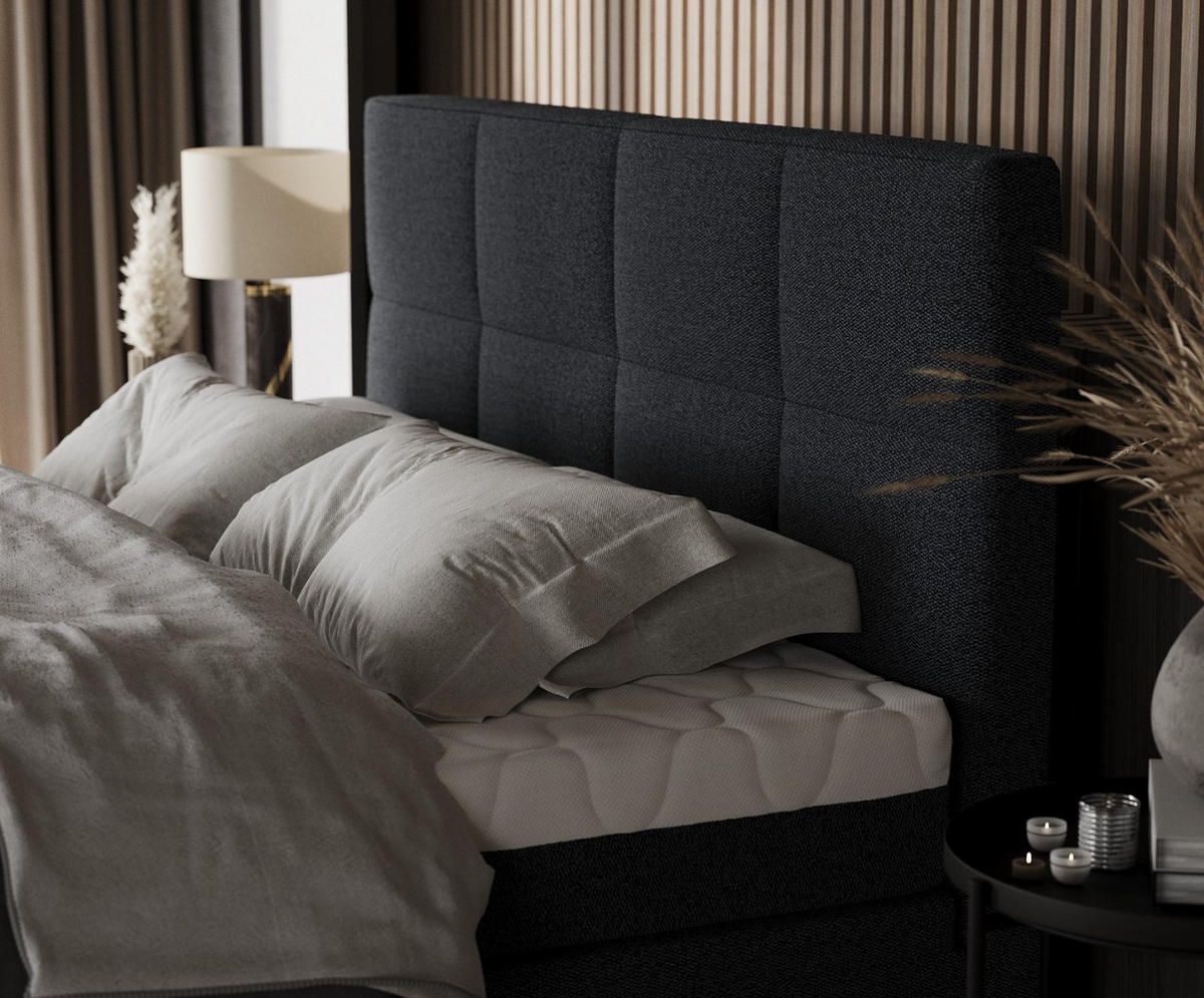 BOXBETT Tessa 140/200 cm Anthrazit im Riva Stoff - Anthrazit/Schwarz, Holz/Holzwerkstoff (140/200cm) - AltaBeds