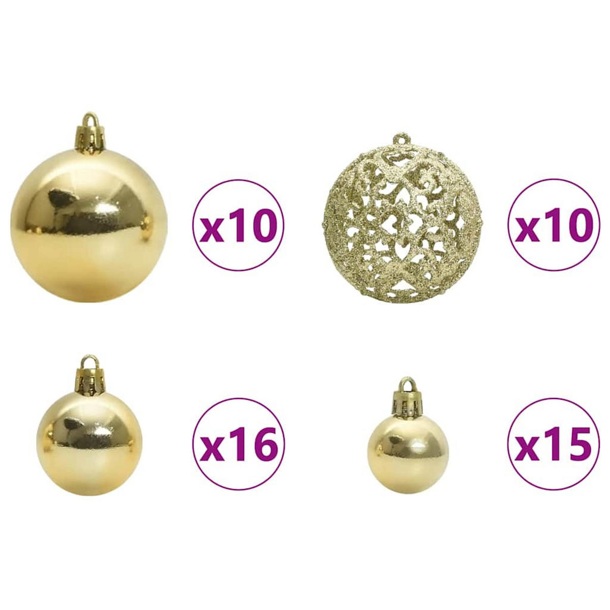 WEIHNACHTSKUGELSET 120 -teilig Gold Kunststoff - Goldfarben, Kunststoff (6/27/6cm) - vidaXL