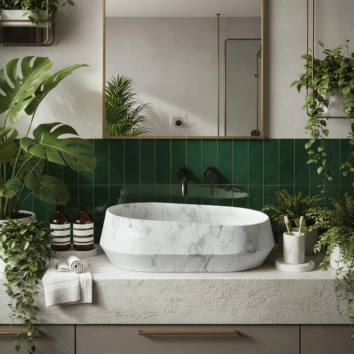 AUFSATZWASCHBECKEN Rea Zoe Dune - Grau, Kunststoff (38/17/59cm) - REA