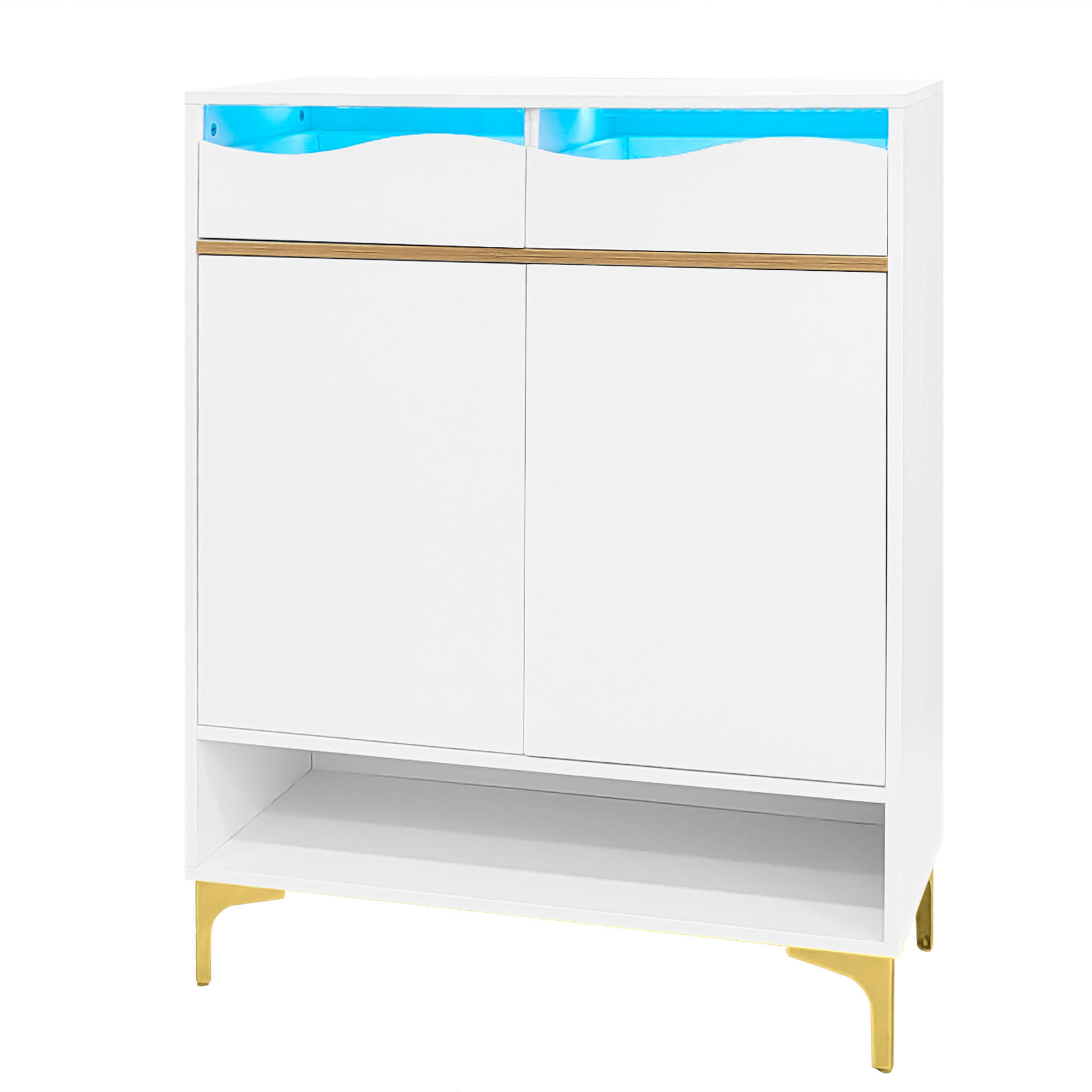 SCHUHSCHRANK aus MDF & Spanplatte 80x35x105cm in Weiß mit LED-Beleuchtung - Weiß, Holzwerkstoff (80/105/35cm) - Modfu