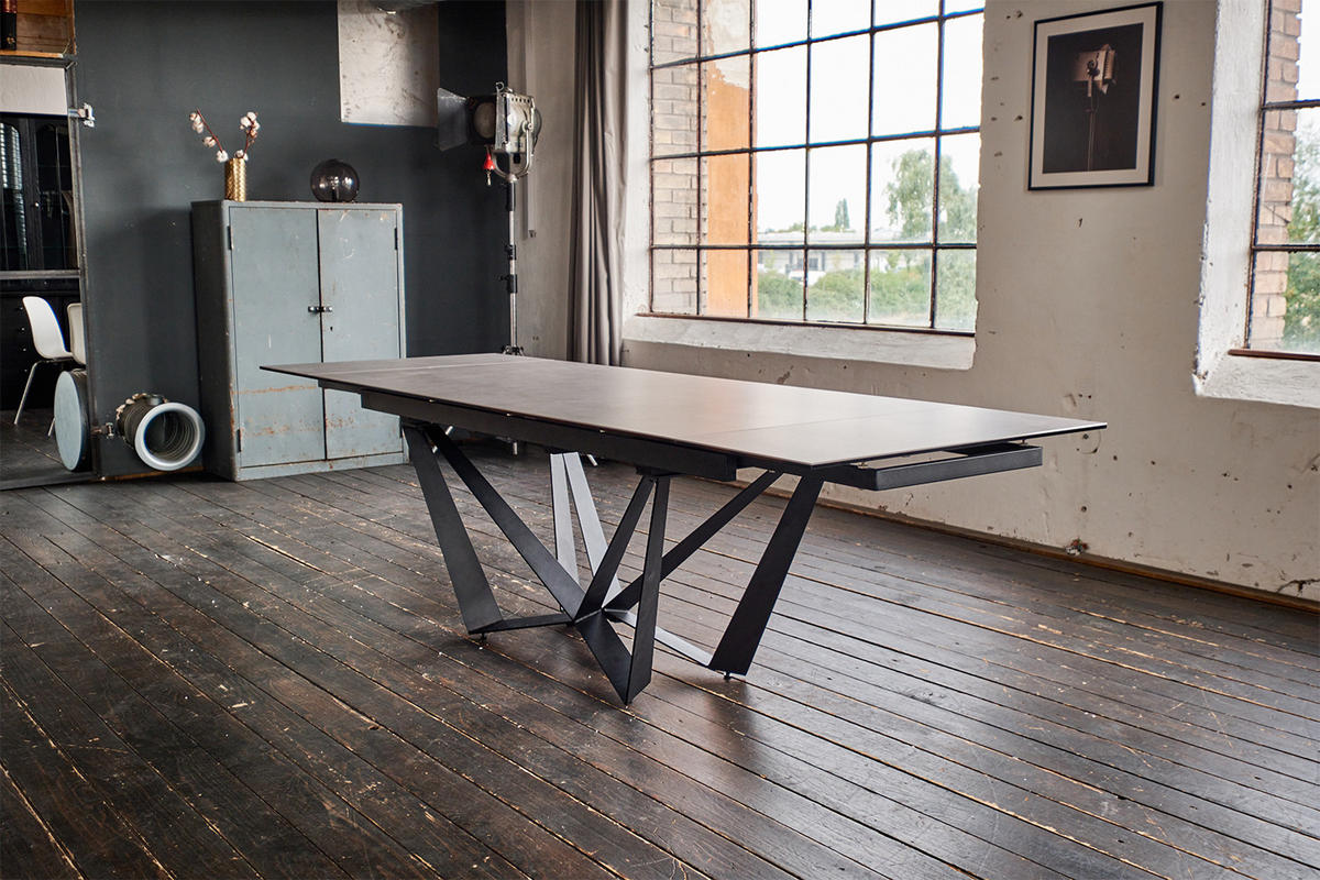 ESSTISCH ISTAR Grau Glas - Schwarz/Grau, Glas/Metall (180/90/76cm) - KAWOLA