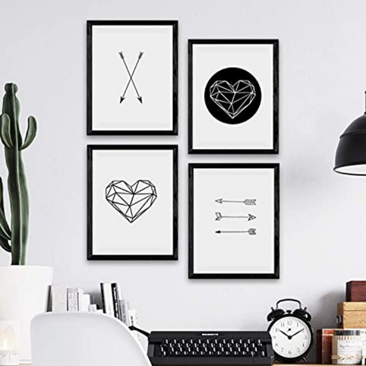 POSTER Set mit 4 geometrischen Formen A4 Schwarzer Rahmen - Schwarz, Papier (29.7/3cm) - Nacnic