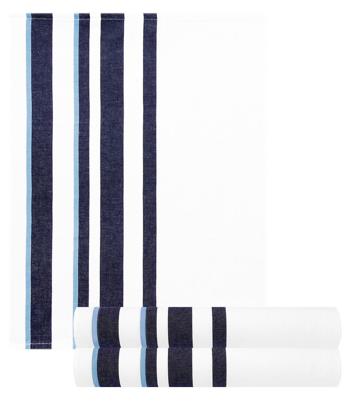 GESCHIRRTÜCHER Halbleinen 50x70 cm, 3er Set, Blau - Weiß - Blau/Weiß, Textil (50/70cm) - Lashuma