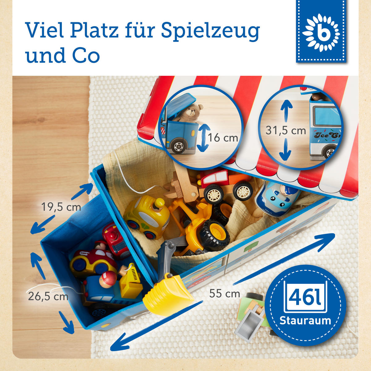 AUFBEWAHRUNGSBOX mit Deckel Kinder Icecr - Multicolor, Kunststoff (26.5/55cm) - Bieco Spielwaren