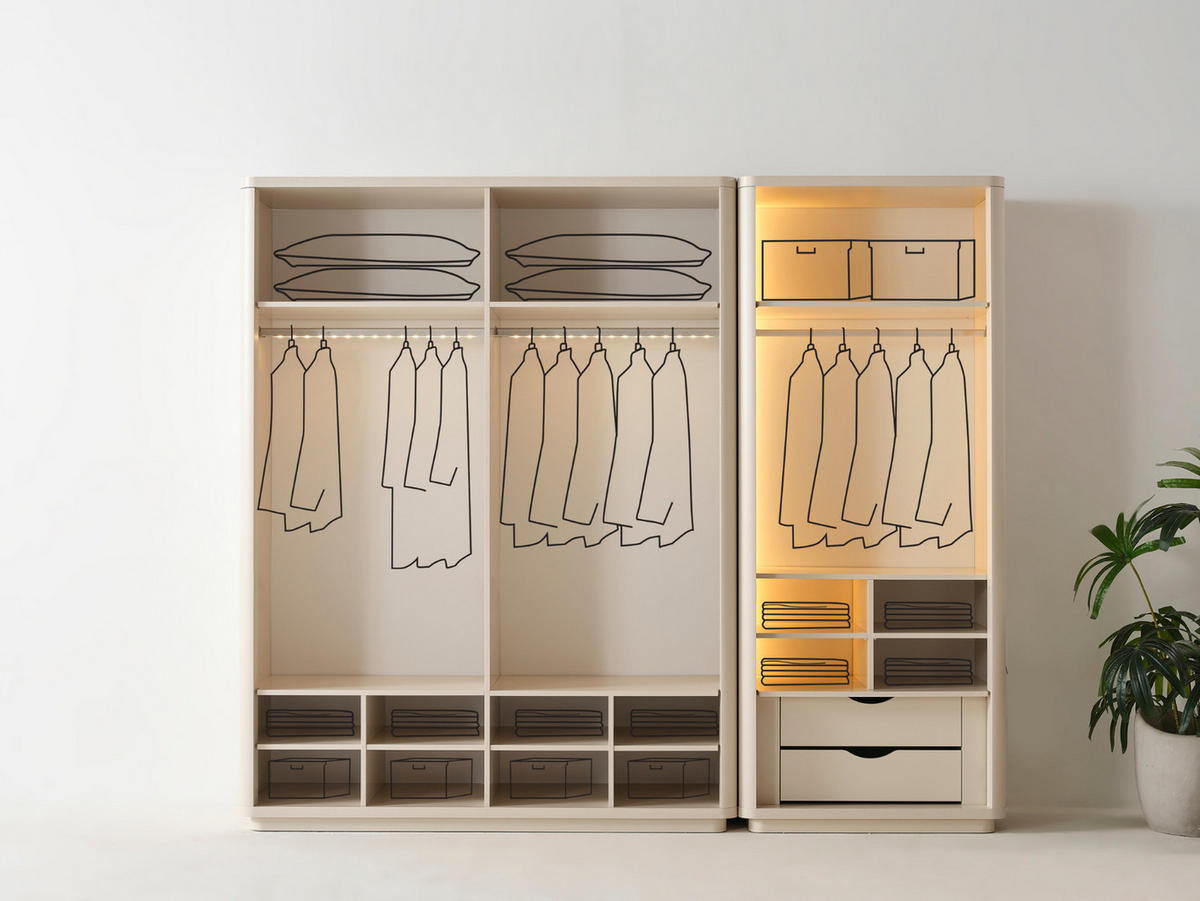 KLEIDERSCHRANK Sebastian 6 trg. - Beige, Holzwerkstoff (271/230/65cm)