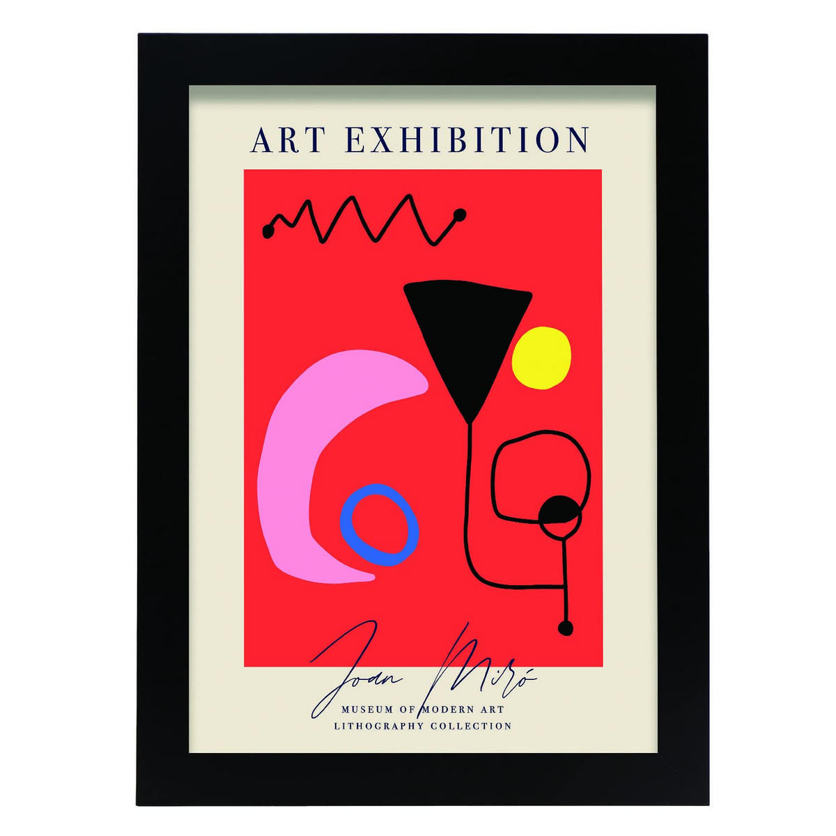 POSTER Joan Miro Kunst – Ausstellung A4 Schwarzer Rahmen - Schwarz, Papier (29.7/5/21cm) - Nacnic