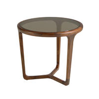 ECKTISCH Runder aus braunem Rauchglas und Walnussholz Ø55/45 cm - Walnussfarben/Braun, Glas/Holz (55/55/45cm) - ANGEL CERDA