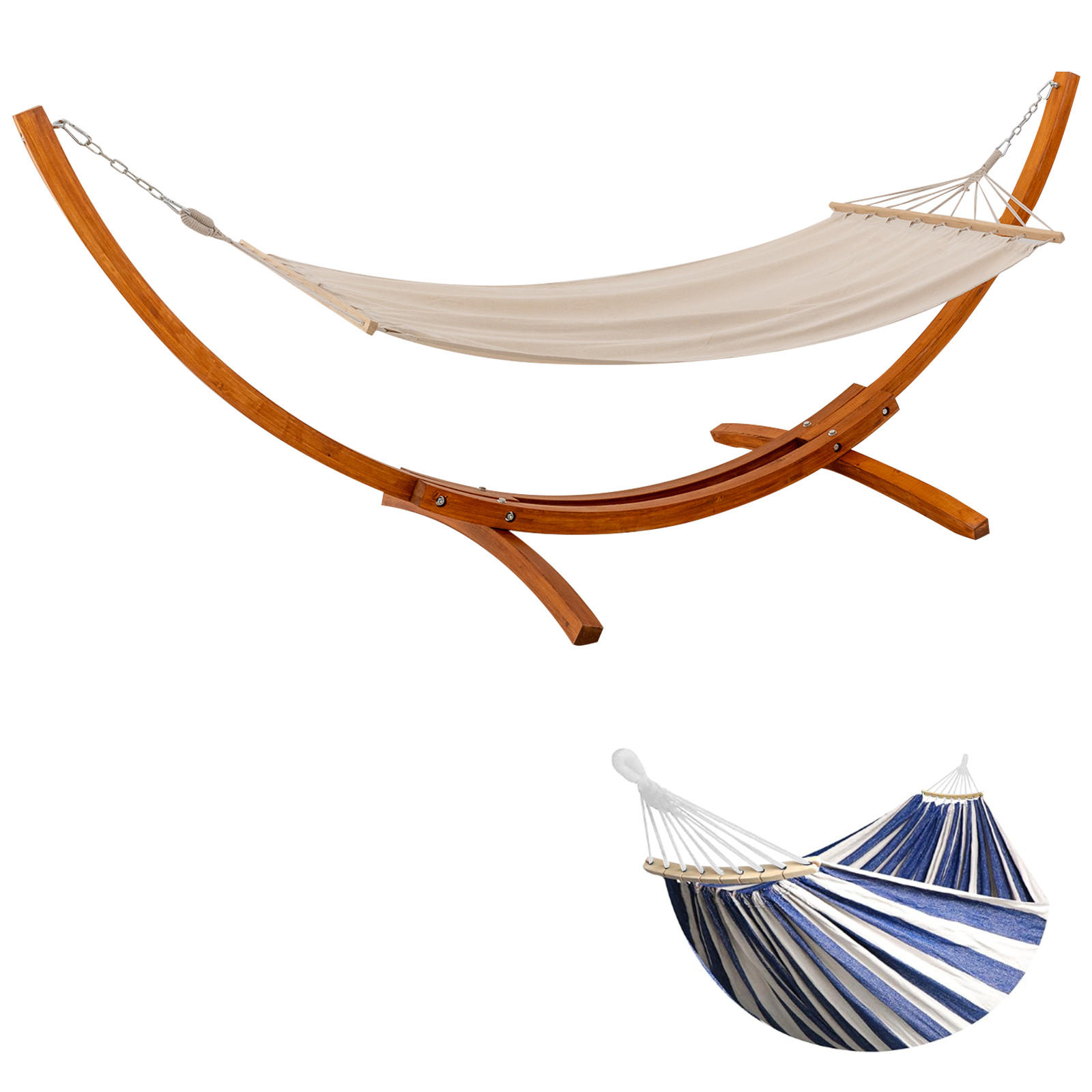 HÄNGEMATTE mit Gestell, 320x120x120 cm - Blau, Holz (120/120/320cm) - HOMAVO