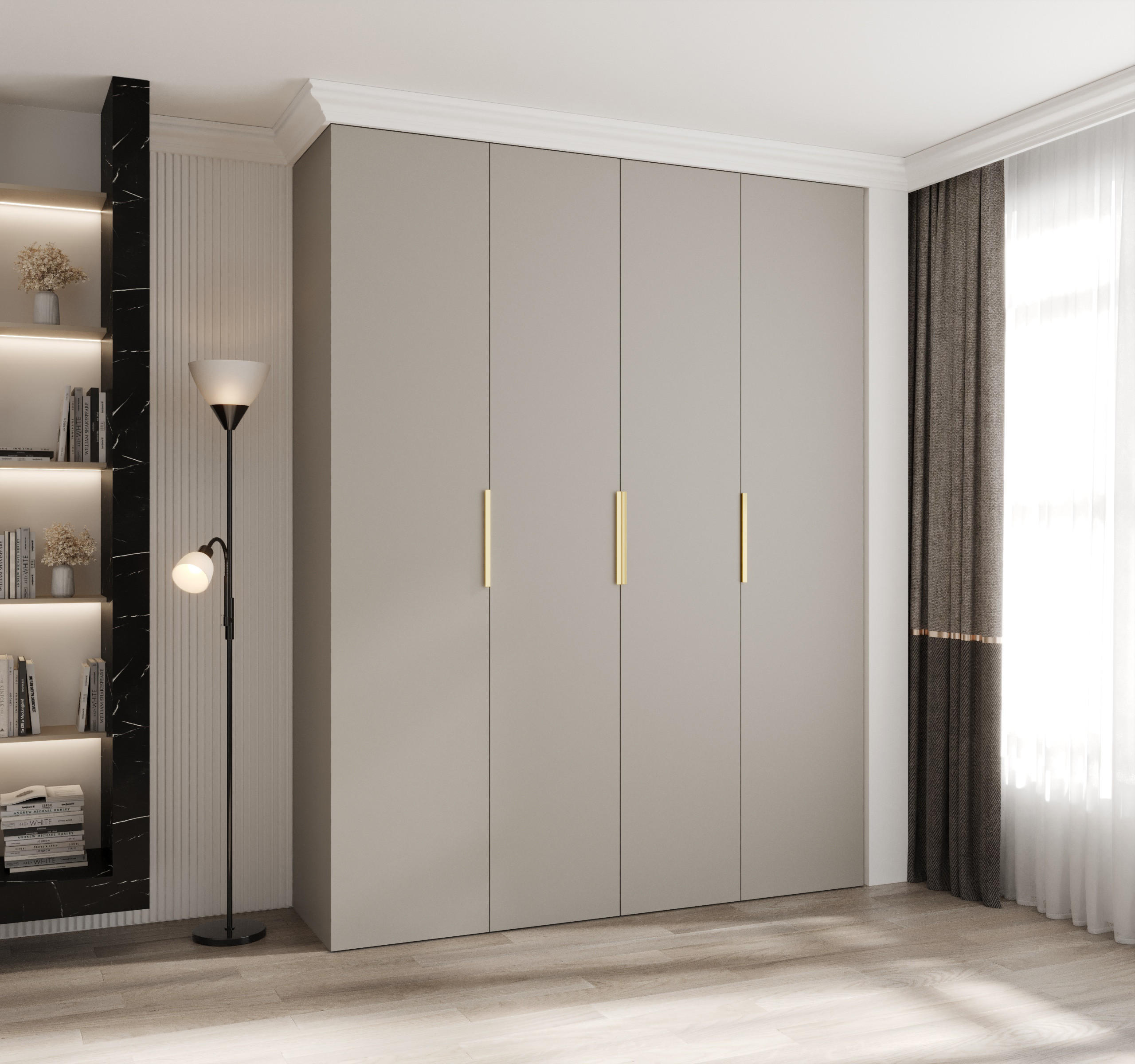 DREHTÜRENSCHRANK 245,5/190/40 4-türig - Kaschmir/Goldfarben, Holz/Metall (190/245.5/40cm) - Abiks Möbel