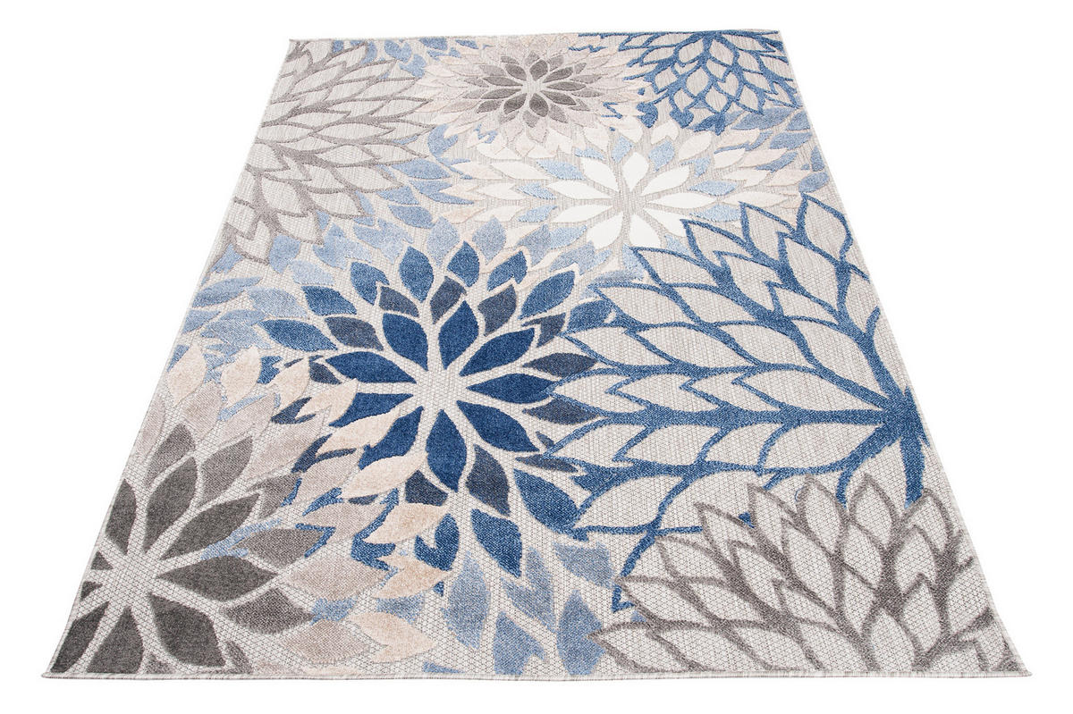 KOBEREC béžový šedý modrý rostlinný - 80x150 cm - béžová, textil (80/150cm) - Mazovia