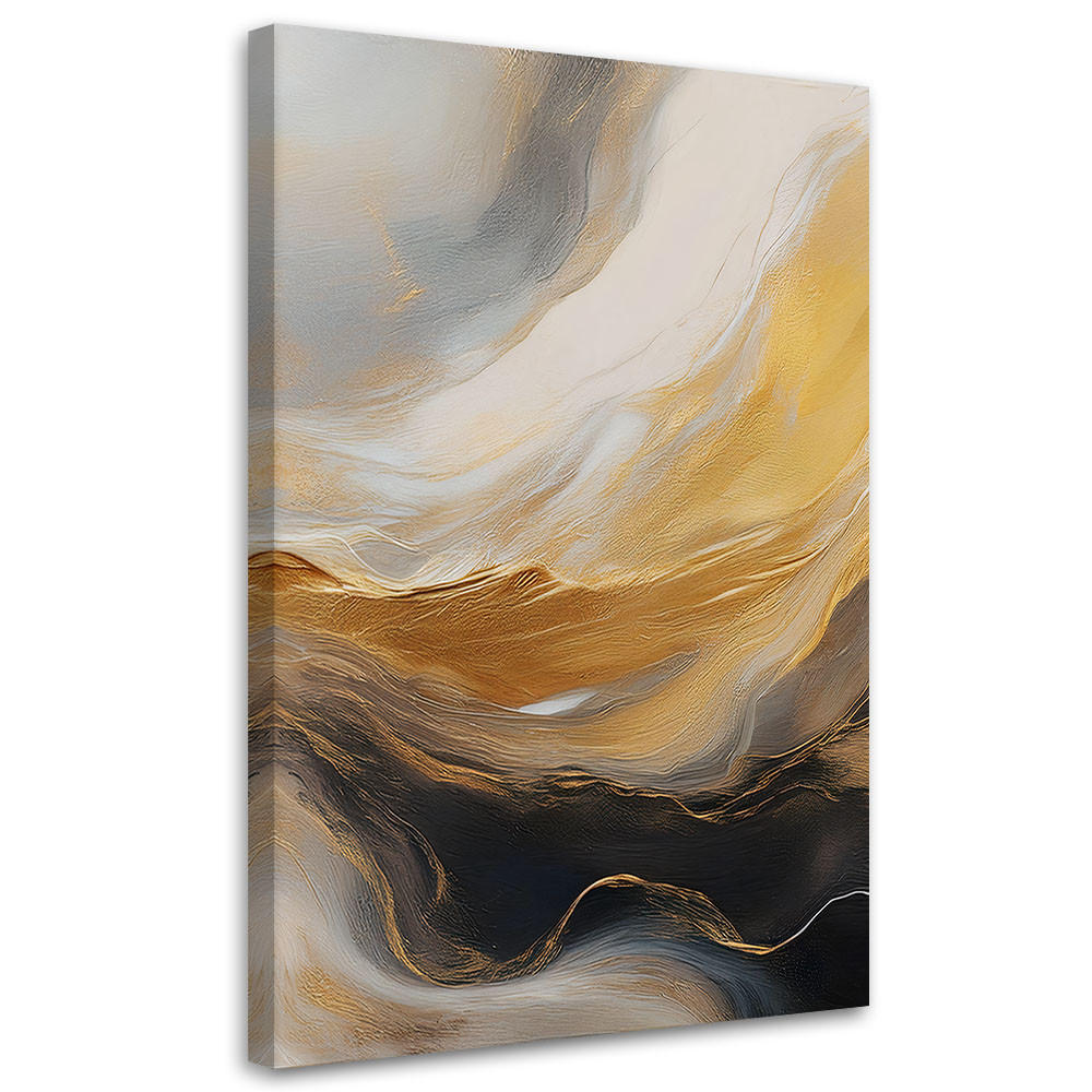 LEINWANDBILD Abstrakte Marmorstruktur Goldgrau 40x60cm - Goldfarben, Textil (40/60cm) - Feeby