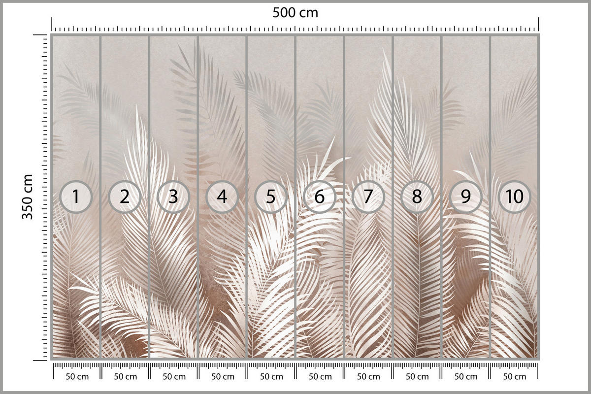 FOTOTAPETE Palmenblätter tropische Pflanzen 500x350cm - Beige/Braun, Papier (500/350cm) - Muralo