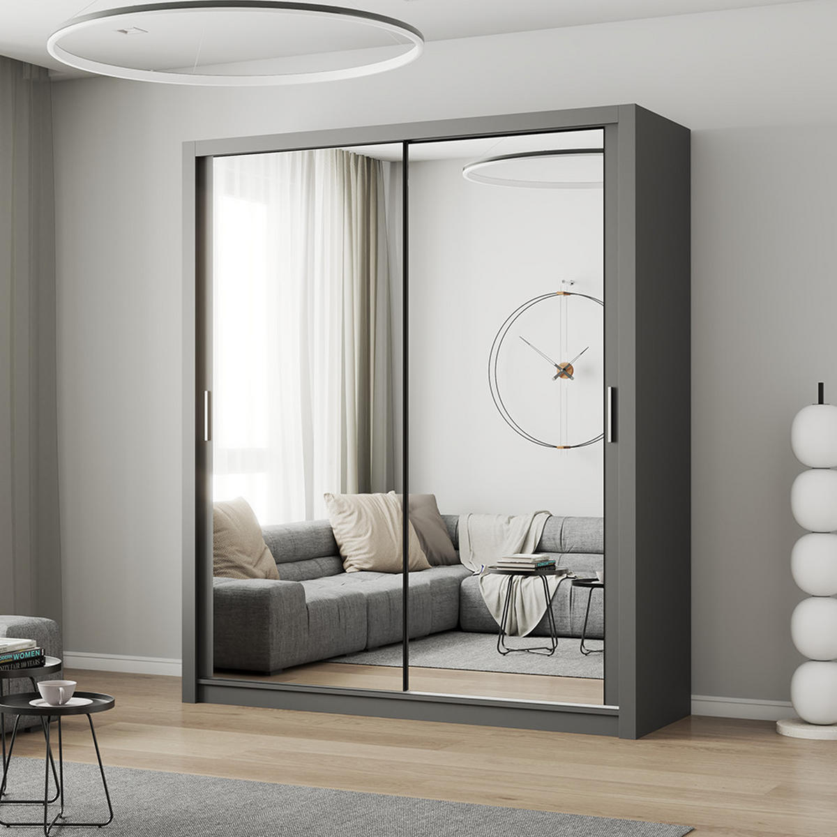 SKŘÍŇ s otočnými dveřmi Milan 180 cm 180/215/64 cm, 2dveřová, šedé - šedá, kompozitní dřevo (180/215/64cm) - imoebel24