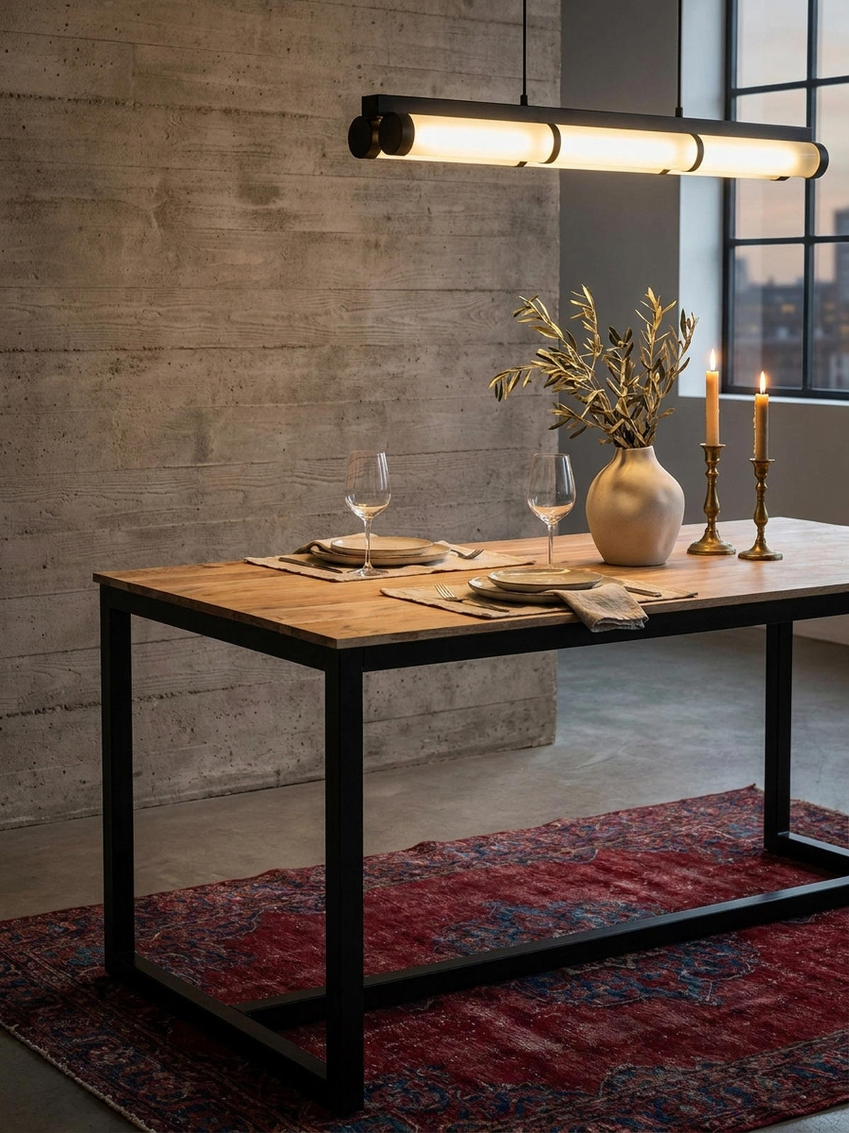 ESSTISCH Massivholz Metall Rechteckig Loft-Stil, Akazie 140x80x76 cm - Schwarz/Akaziefarben, Holz/Metall (80/140/76cm) - KADIMA DESIGN