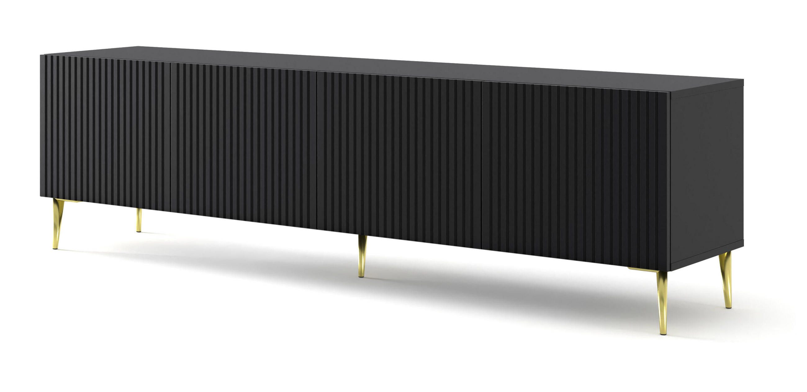 Furnlux Tv-Lowboard Schwarz, Gold 200x56x42 cm