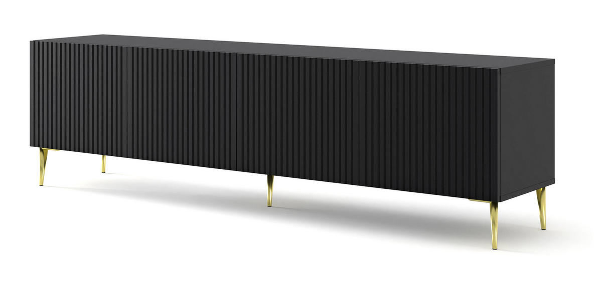 TV-LOWBOARD SCHWARZ - Goldfarben/Schwarz, Holzwerkstoff (200/56/42cm) - FURNLUX