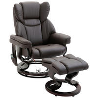 RELAXSESSEL Massagesessel mit Fußhocker Liegefunktion Braun 79 x 82 x 101 cm - Braun, Holz/Metall (82/101/79cm) - HOMCOM