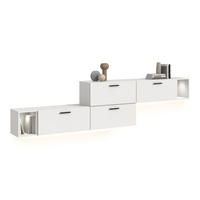 WOHNWAND INKL BELEUCHTUNG The One weiß 276/34/97 cm - Weiß, Holzwerkstoff (276/97/34cm) - Xonox