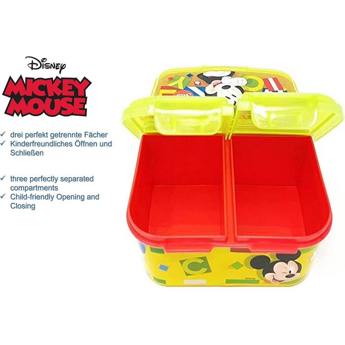 BROTDOSE mit Fächern Mickey Mouse 18 cm - Multicolor, Kunststoff (14/7/18cm)