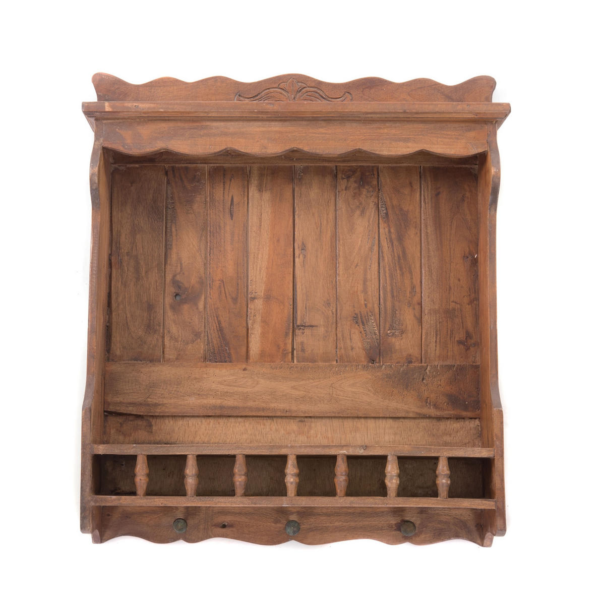 WANDREGAL Cottage Mahagoni Holz, 3 Haken, naturfarben - Naturfarben, Holz (67/76/15cm) - DESIGN DELIGHTS
