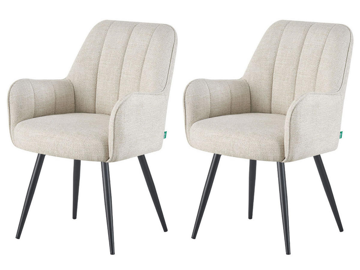 ESSZIMMERSTUHL THOMAS-BELA 2er-Set 4-Fuss-Gestell - Creme, Textil (58/87/62cm) - DUBI Möbel