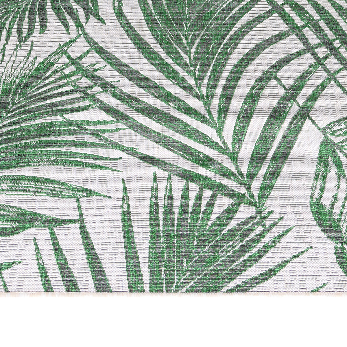 TEPPICH Outdoor Flachgewebe Palmen-Dessin Polypropylen Terrasse Grün Rechteckig 120x170 - Grün, Textil (120/170cm) - KADIMA DESIGN