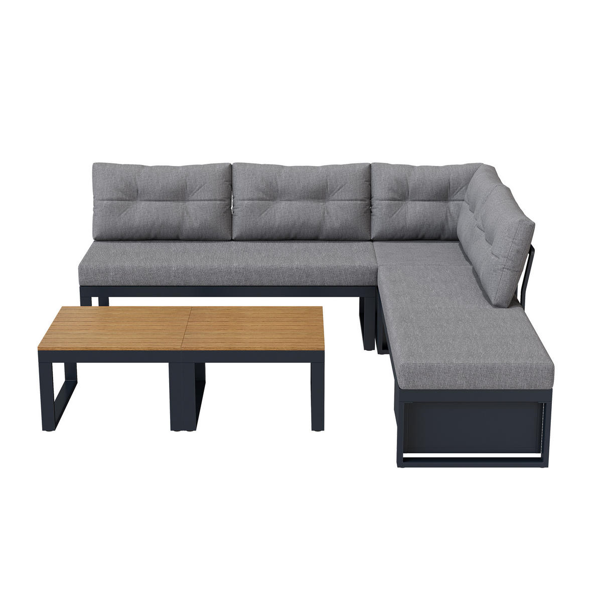 GARTENMÖBELSET modular mit Liegefunktion 191,5 x 191,5 cm Grau - Grau, Metall - Beauniv
