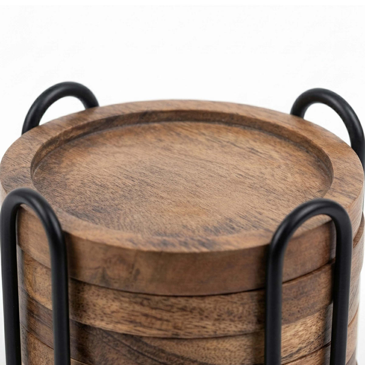 6XUNTERSETZER - Braun, Holz/Metall (11/11cm) - Relaxdays