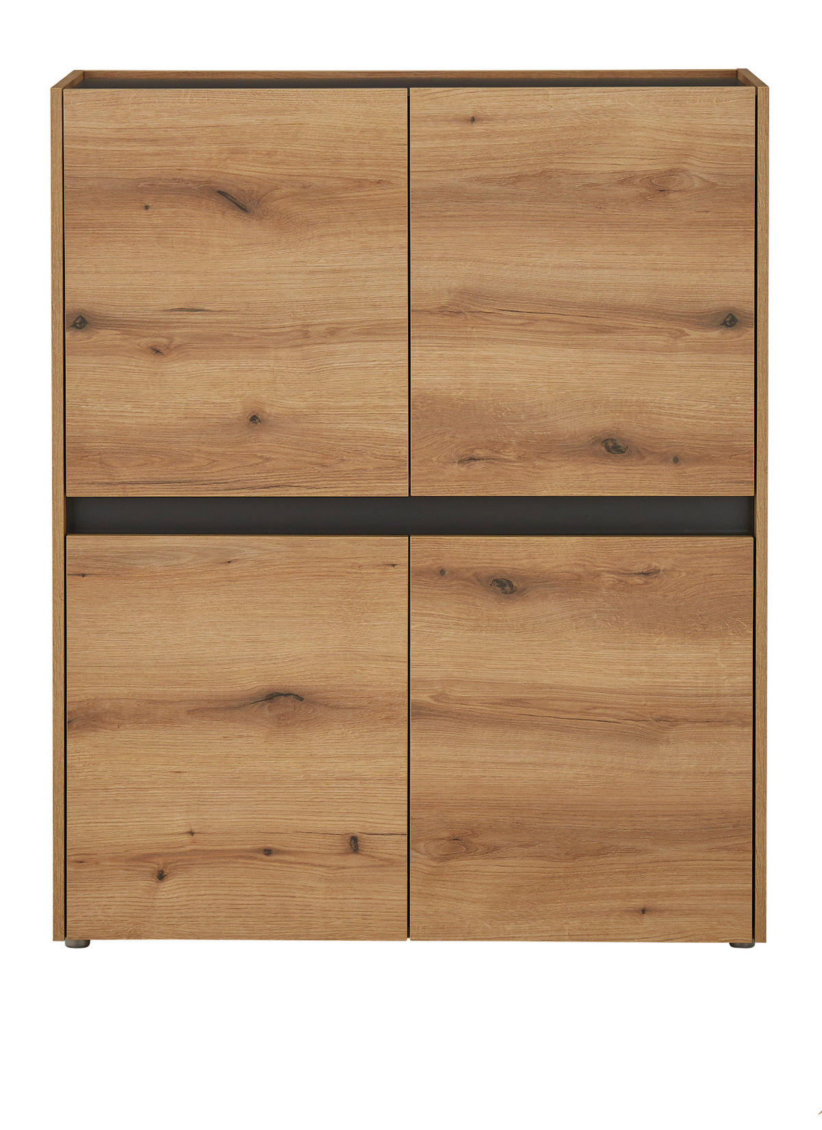 HIGHBOARD Evoke Eiche, grau, 100 cm, Kommode 4-türig - Eichefarben/Schwarz, Holz/Holzwerkstoff (100/120/40cm) - Furn.Design