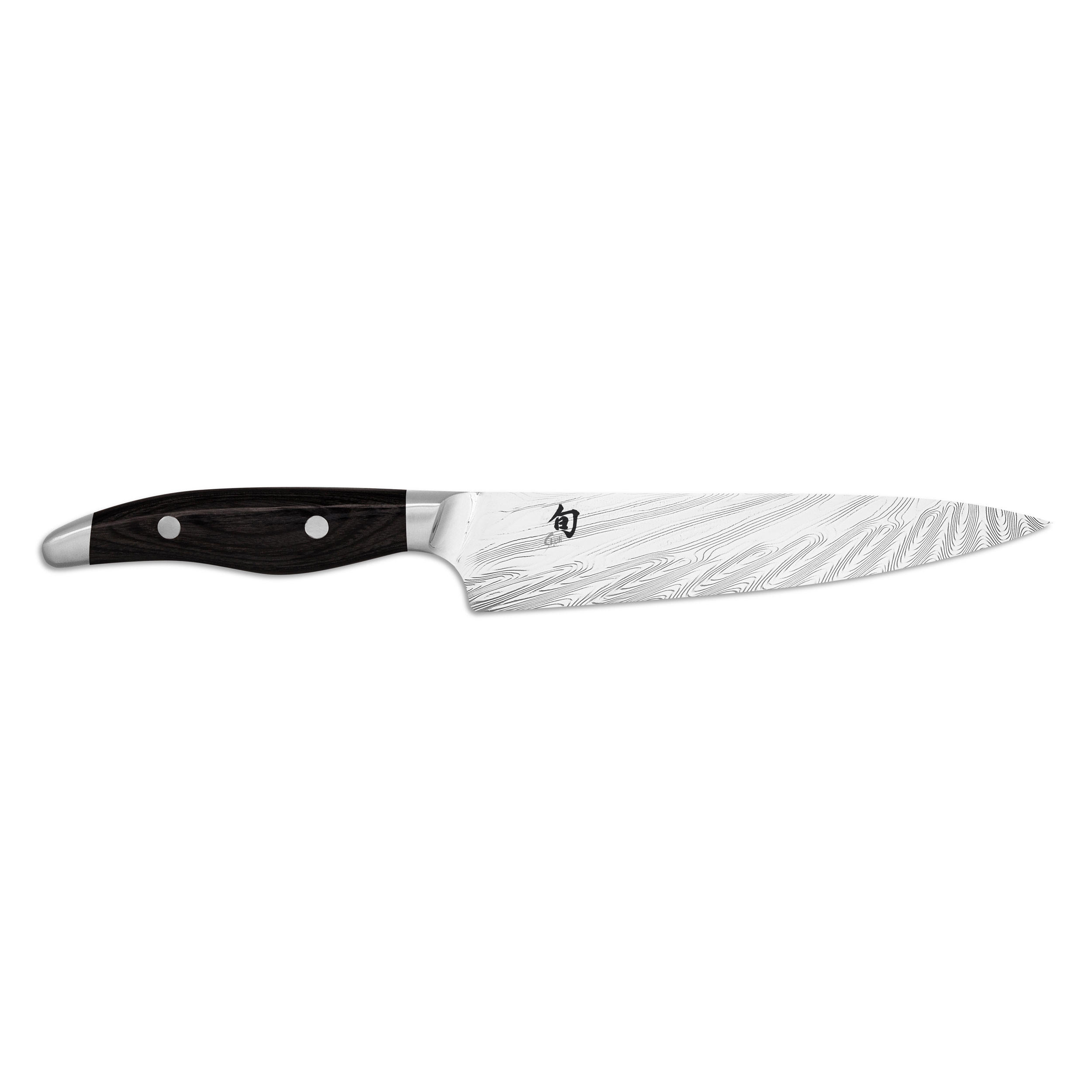 ALLZWECKMESSER Shun Nagare Black, Dual-Core-Stahl, Pakkaholz, Klingenlänge 15 cm - Silberfarben, Metall (31cm) - Kai Messer