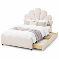 KINDERBETT 90/200 cm in Beige mit 2 Schubladen Samt - Beige, Holzwerkstoff/Textil (90/200cm) - CHICFURN