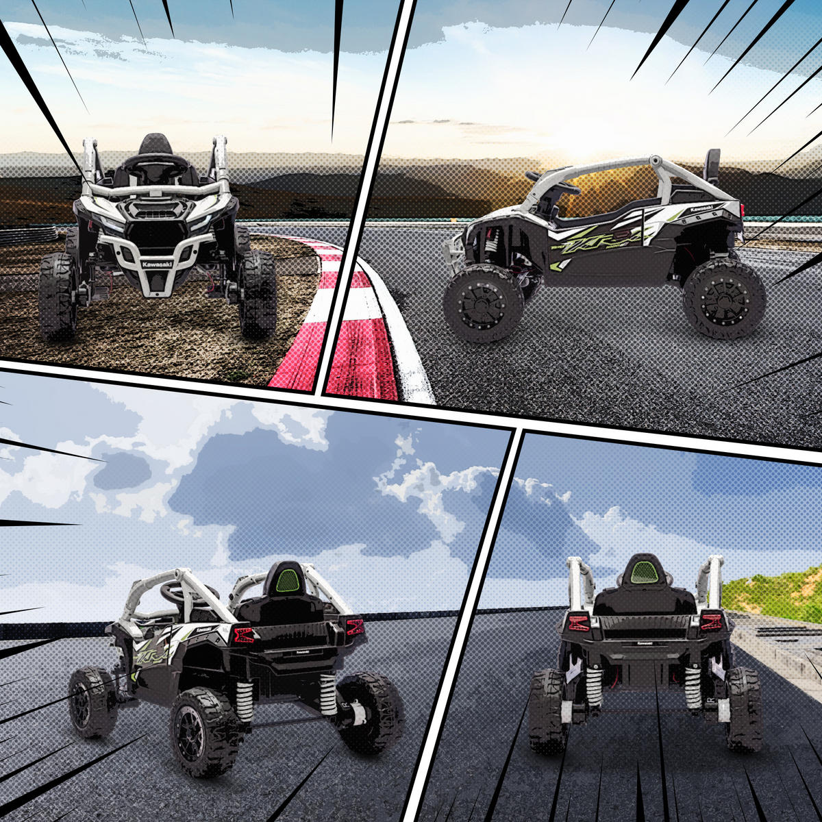 KINDER-ELEKTROAUTO mit 2 Motoren Fernbedienung und LED-Leuchten - Grau, Kunststoff (100/64/56cm) - AIYAPLAY