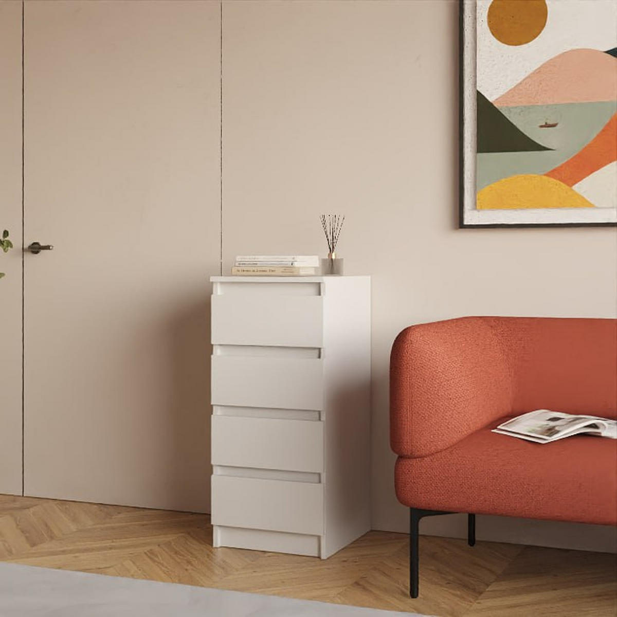 KOMMODE Weiß 40/90/43 - Weiß, Holzwerkstoff (40/90/43cm) - RAUMHIRSCH FURNITURE