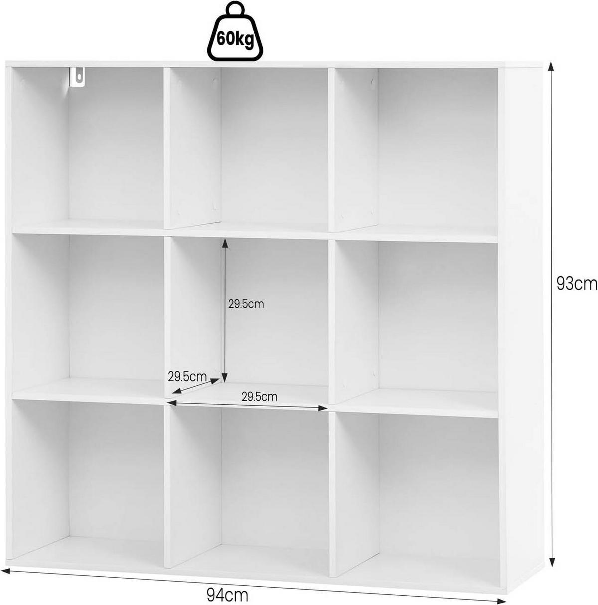 REGAL Bücherregal mit 9 Fächern, Standregal, Weiß - Weiß, Holzwerkstoff (94/93/29.5cm) - Woltu