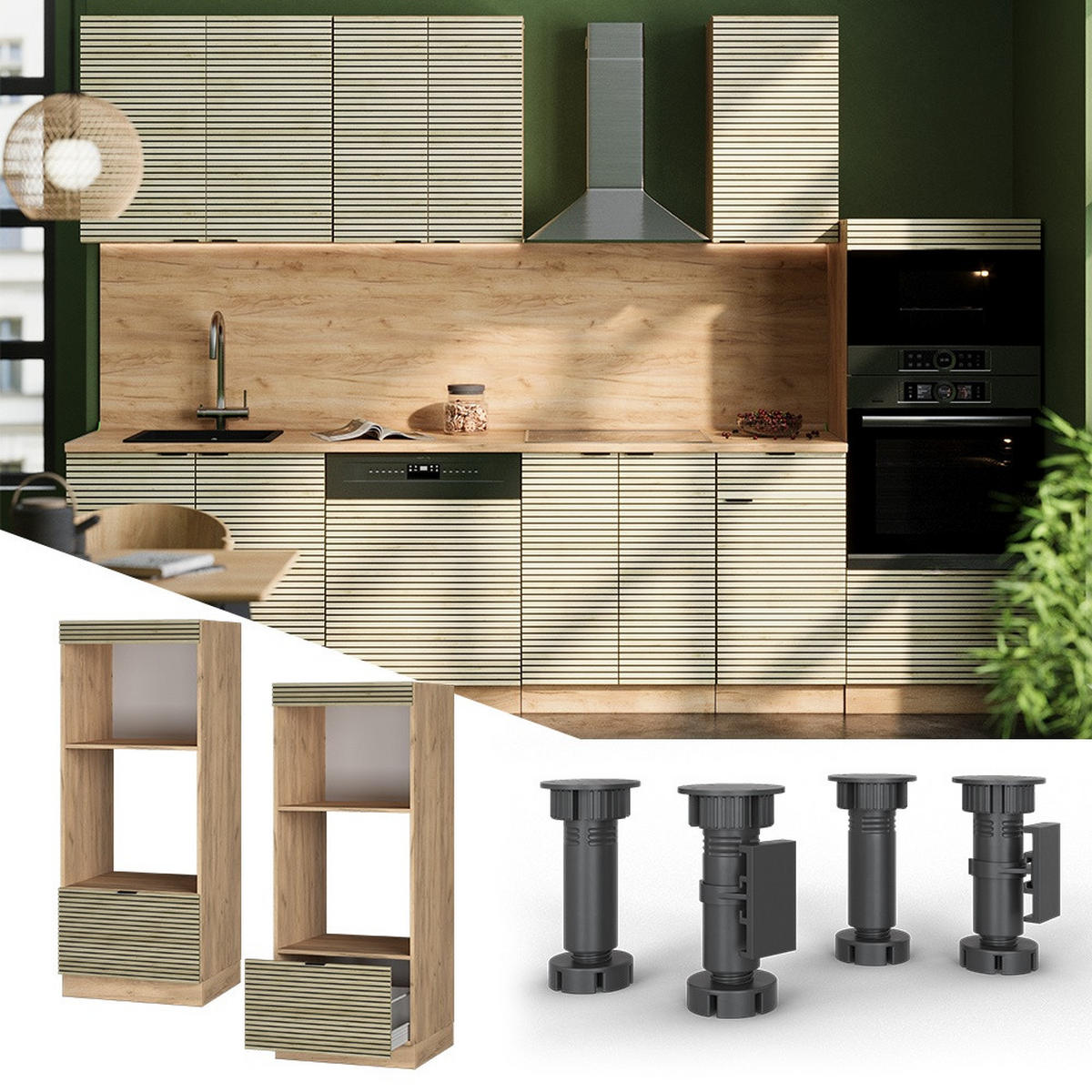 MIKROWELLENSCHRANK Fame-Line Eiche Paneel 60 cm offen - Honigeiche/Eichefarben, Holzwerkstoff (60/153.6/58.1cm) - Vicco