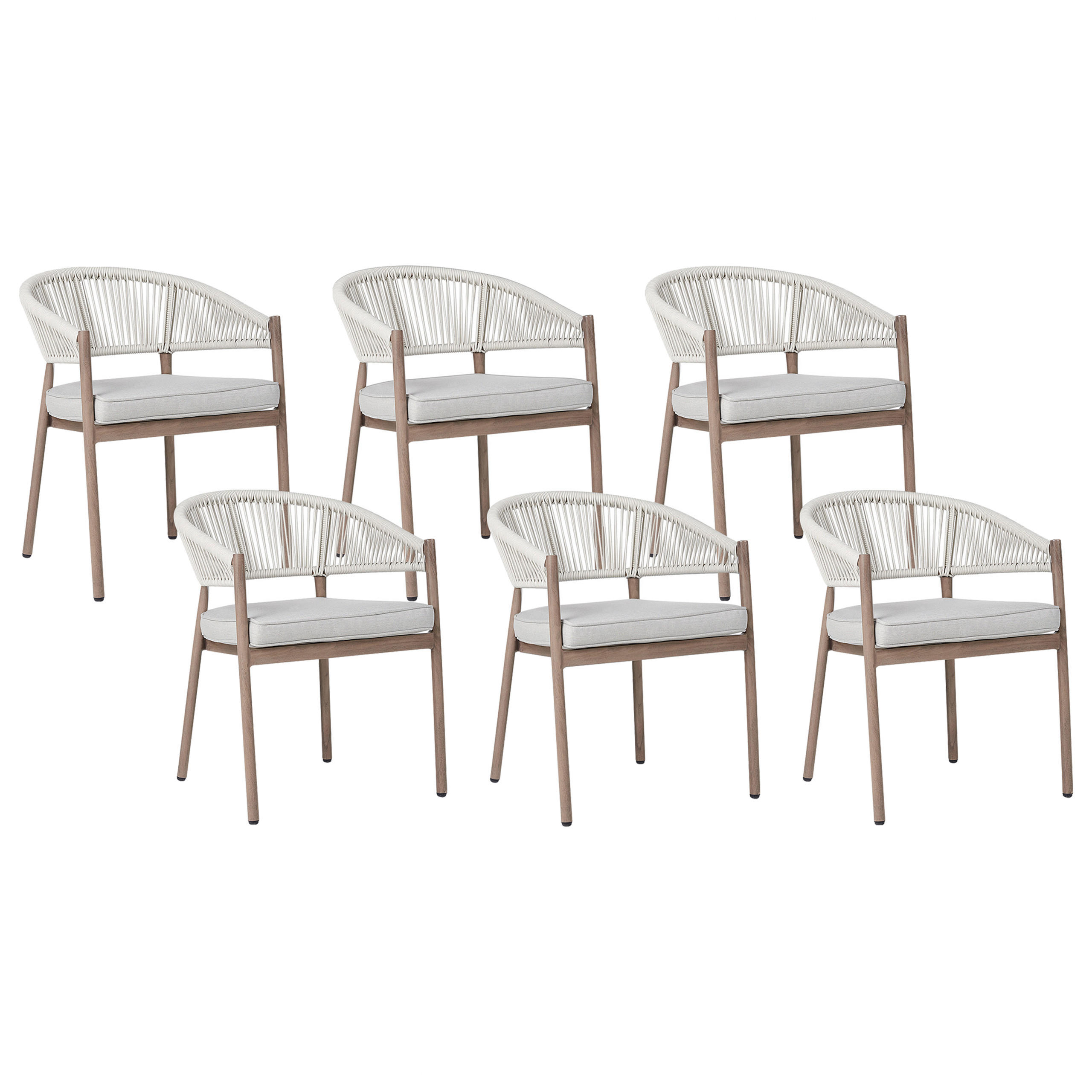STÜHLE 6er-Set Dunkler Holzfarbton Flavia - Dunkelbraun/Beige, Metall (58/77/62cm) - Beliani