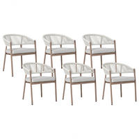 STÜHLE 6er-Set Dunkler Holzfarbton Flavia - Dunkelbraun/Beige, Metall (58/77/62cm) - Beliani