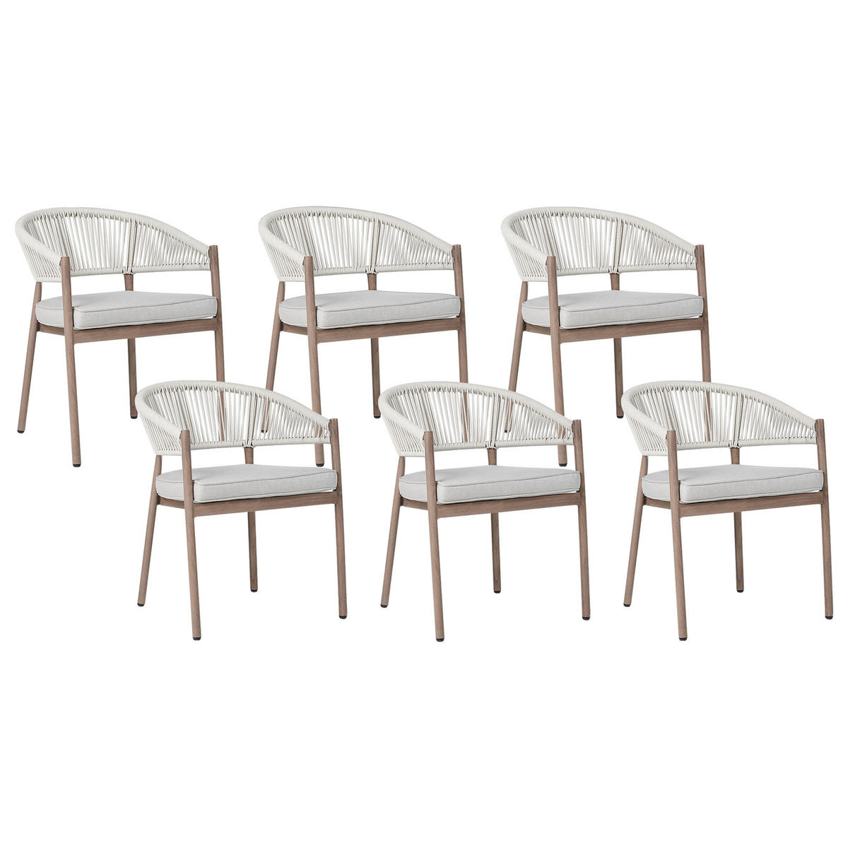 STÜHLE 6er-Set Dunkler Holzfarbton Flavia - Dunkelbraun/Beige, Metall (58/77/62cm) - Beliani