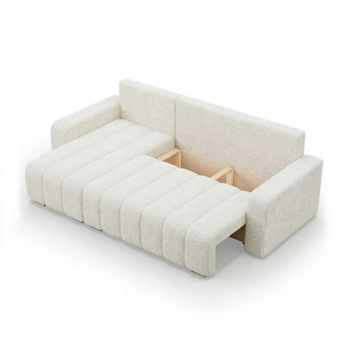 ECKSOFA MIT SCHLAFFUNKTION ABRIELLE BONELL Creme - Creme, Textil (144/237cm) - Mebligo