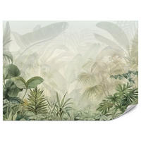 FOTOTAPETE für Schlafzimmer Tropenpflanzen Nebel Palmen Blätter 100x70 - Weiß/Grau, Papier (100/70cm) - Muralo