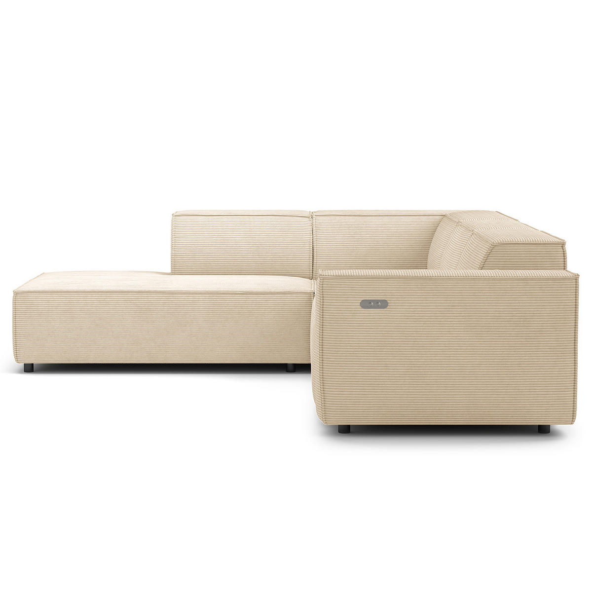 ECKSOFA mit Ottomane - Beige/Schwarz, Kunststoff/Textil (260/234cm) - home24