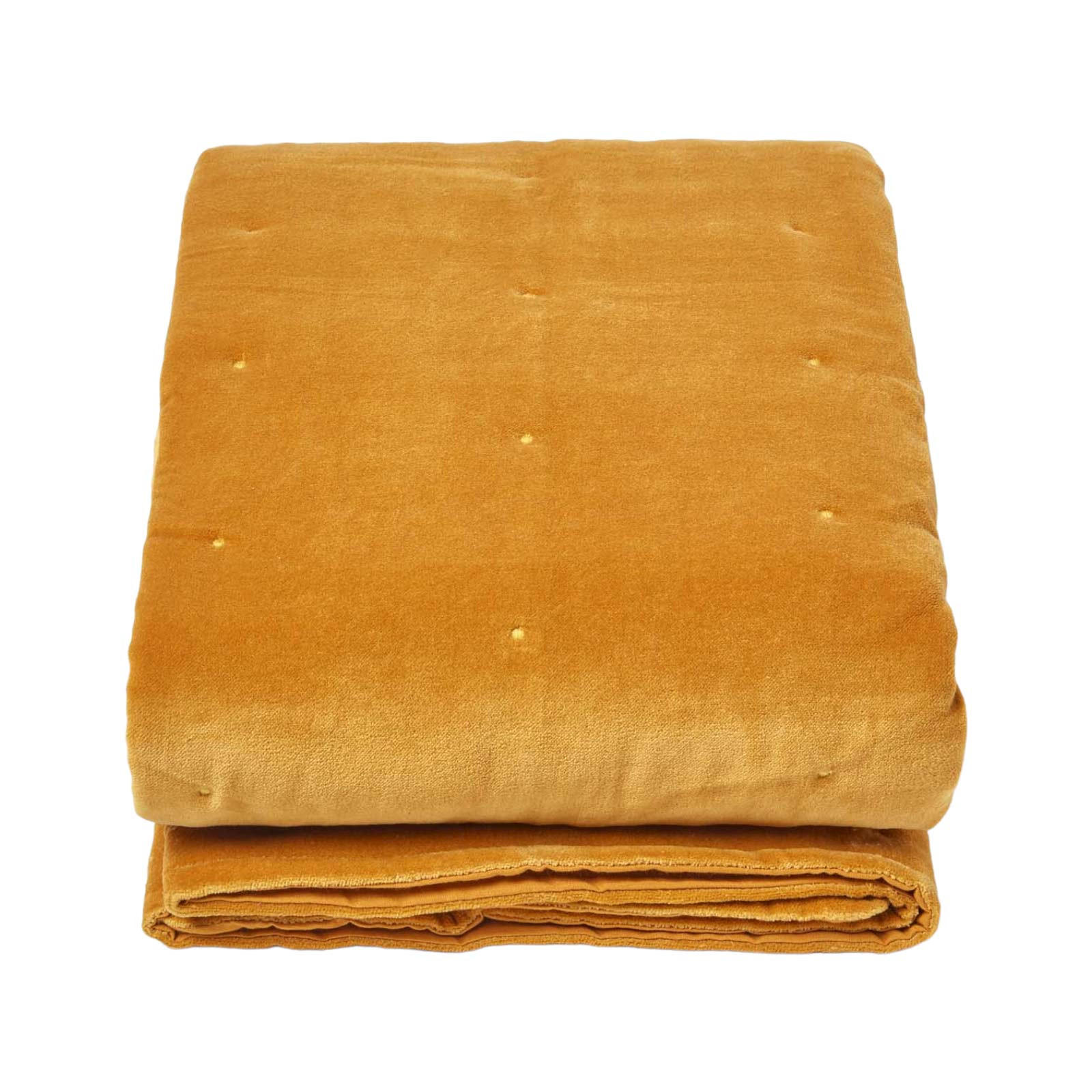 SAMT-KUSCHELDECKE 150/200 cm, Baumwolle wattiert - Dunkelgelb, Textil (150/200cm) - Homescapes