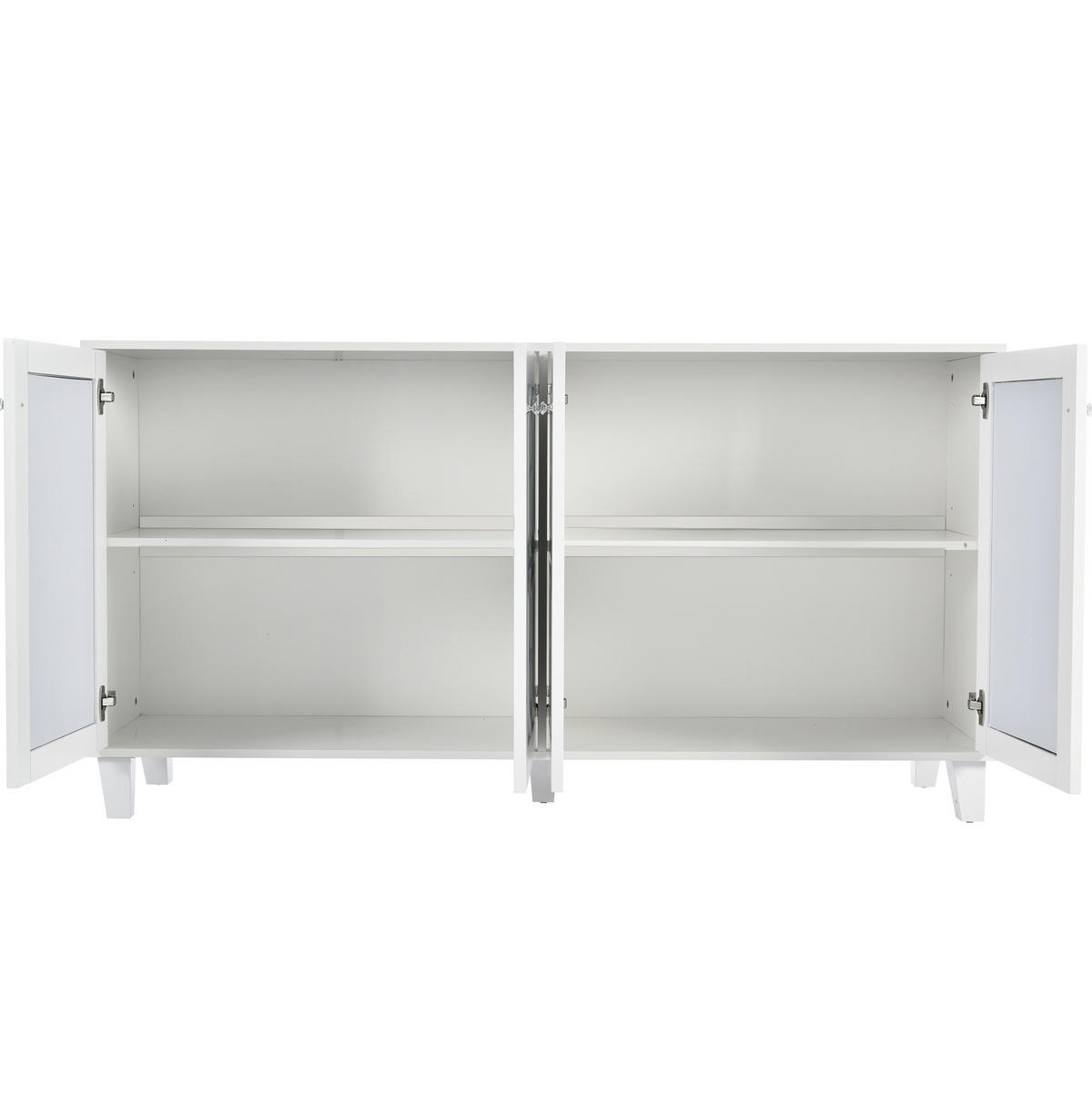SIDEBOARD aus MDF 160x40x84 cm Weiß mit Spiegeloberfläche, 4 Türen und verstellbarem Einlegeboden - Weiß, Holzwerkstoff (160/84/40cm) - IVMEU
