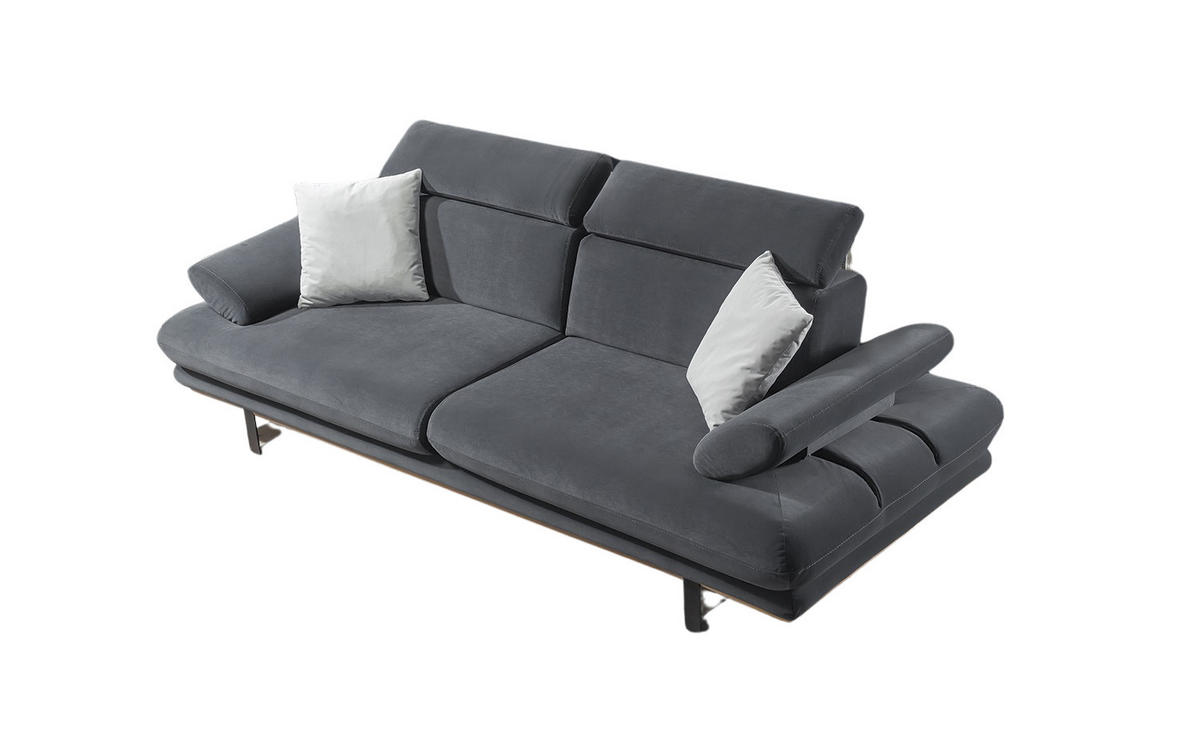 SOFA Energy 3-Sitzer Samt Dunkelgrau - Dunkelgrau, Textil (240/82/100cm) - Villa Möbel