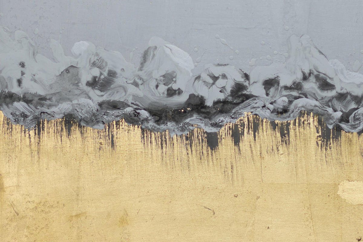 ACRYLBILD HANDGEMALT Beige 78/103 cm - Beige/Goldfarben, Textil (77.5/102.5cm) - KUNSTLOFT